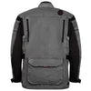 back of black and grey motorbike jacket for men