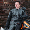 dean harrison wearing spada tucson black and grey motorbike jacket for men
