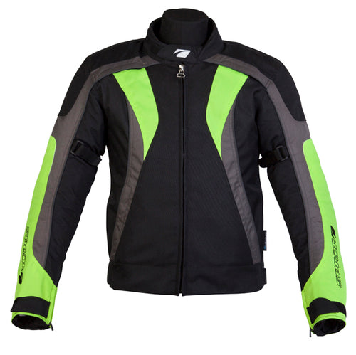 black and green fluorescent textile motorcycle jacket for men