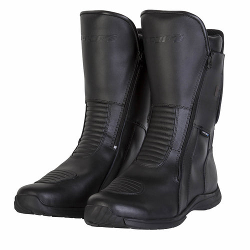 pair of black hurricane 2 spada motorcycle boots with accordion details