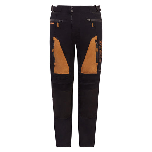 black and brown waterproof motorcycle trousers for men
