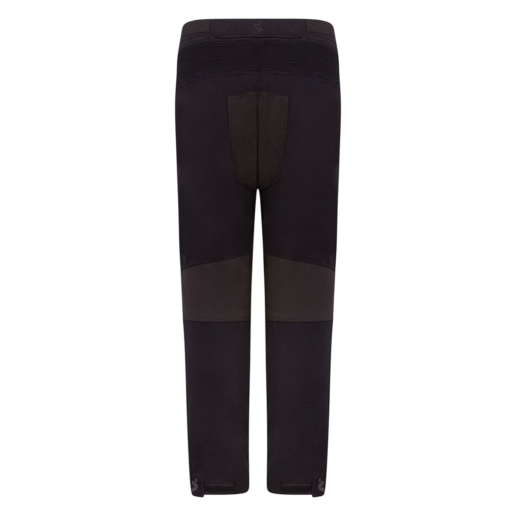 back of black and brown men's motorcycle waterproof trousers
