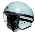 Shoei J.O Sequel TC-10 retro open face motorcycle helmet in light blue and black graphic