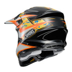 rear view of Shoei VFX-W Turmoil TC-8 showing exhaust vents and goggle strap groove