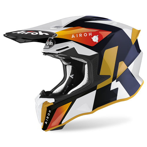 Airoh Twist 2.0 Lift Motorcycle Helmet - White/Blue Gloss