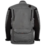 back of black and grey motorbike jacket for men