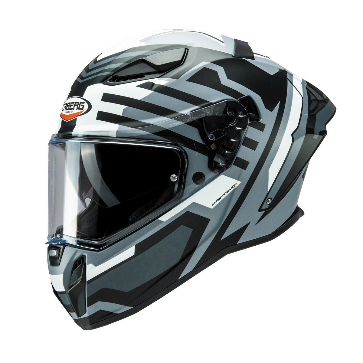 Caberg Drift Evo II Horizon full face motorcycle helmet in matt grey black and white graphic