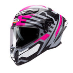 Caberg Drift Evo II Horizon full face motorcycle helmet in matt grey black and fuchsia graphic