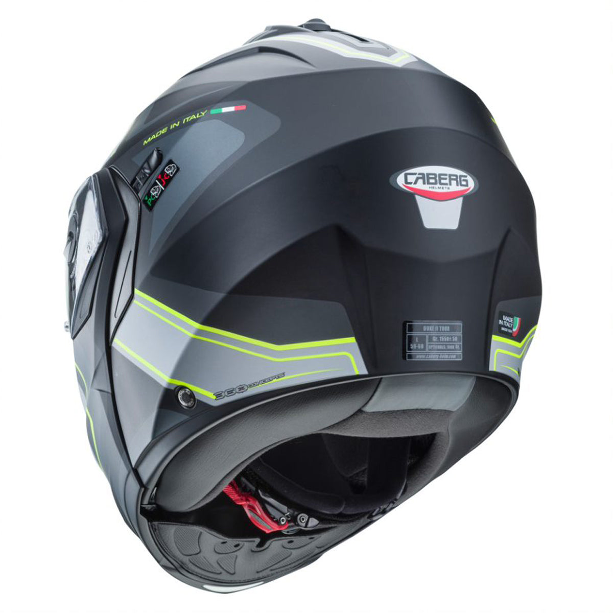 Caberg Duke 2 Tour Matt Black & Yellow Fluo Flip Up Helmet