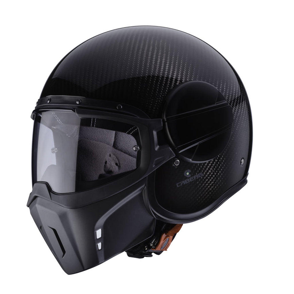 black carbon motorcycle helmet with detachable chin guard