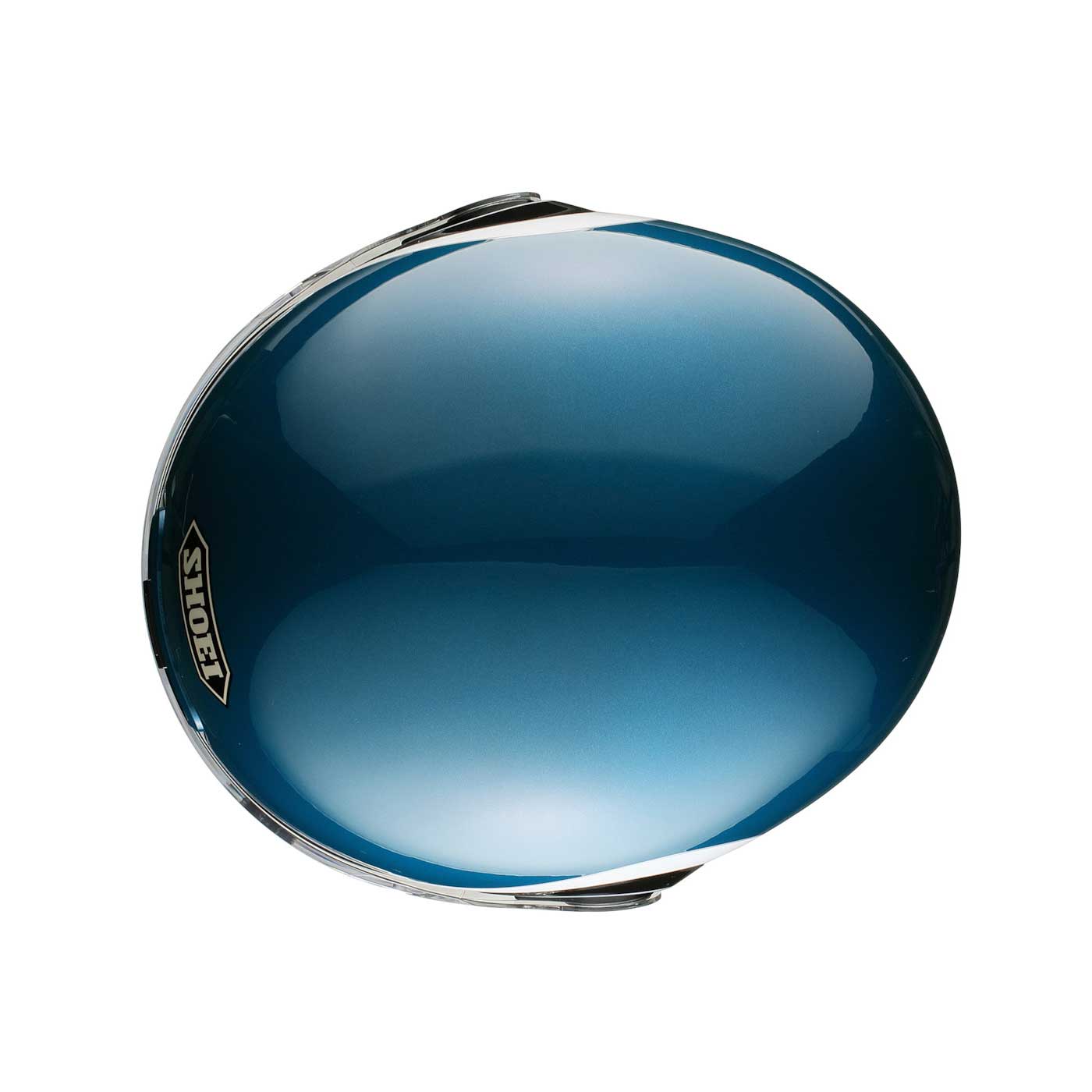 top of blue shoe motorbike helmet