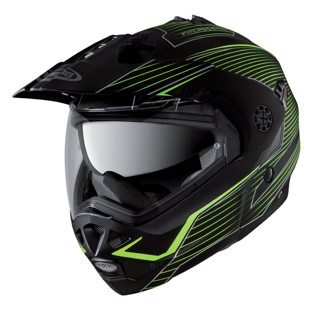 black and yellow fluo flip up motorcycle helmet with clear visor