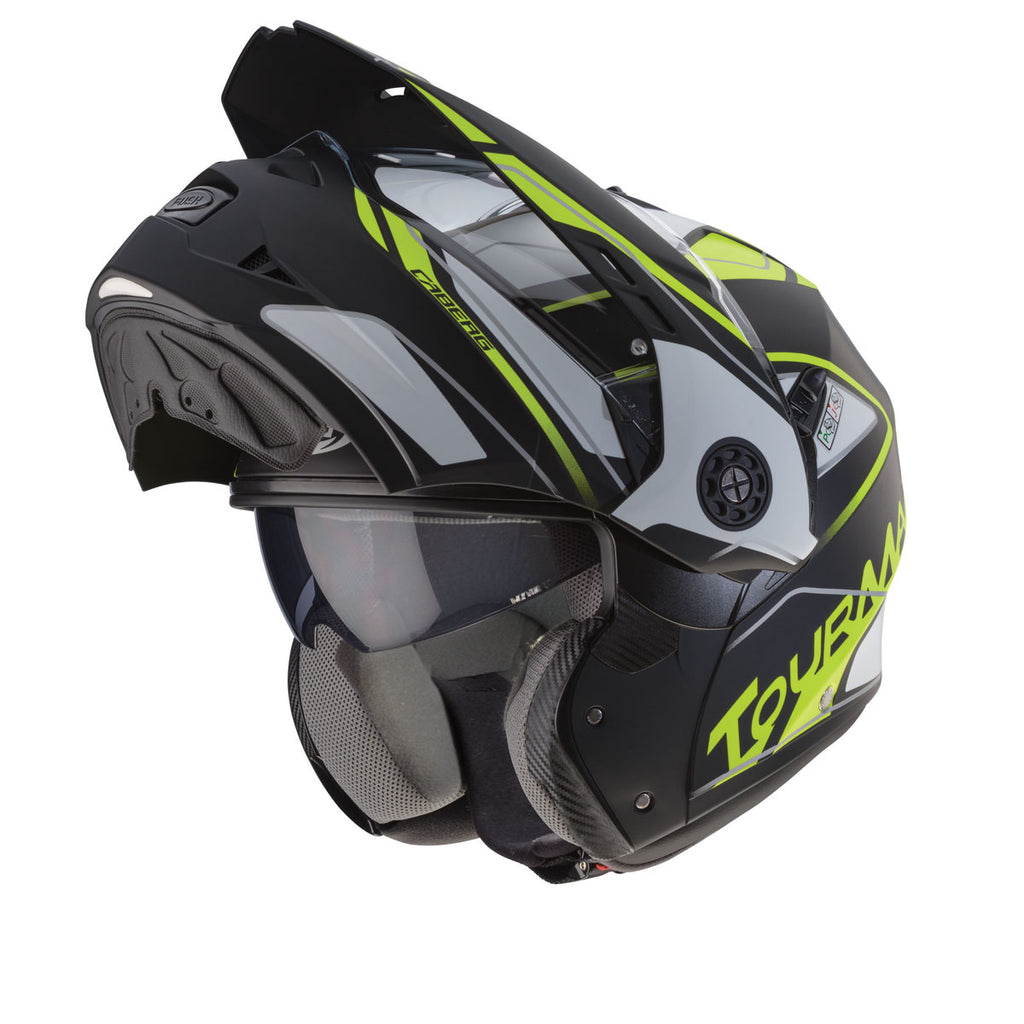 Caberg Tourmax Marathon Motorcycle Helmet - Matt Black/Wht/Yell Flo