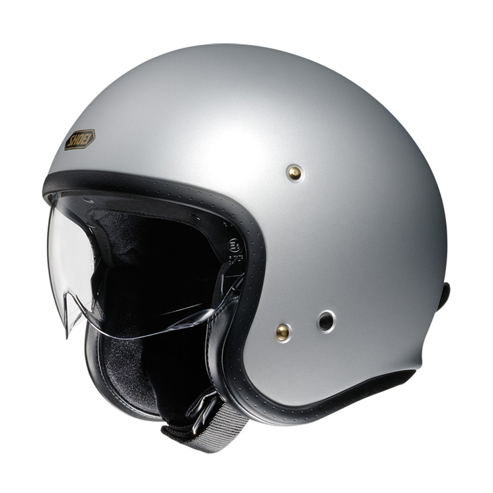 Shoei J.O Matt Light Silver open face motorcycle helmet in plain matte silver finish