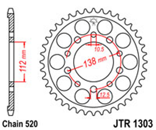 JT Rear Sprockets R/W 1303-43