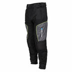 side view of black and silver waterproof spada motorcycle trousers for men