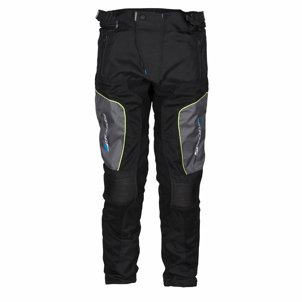 front of ce black waterproof motorcycle trousers