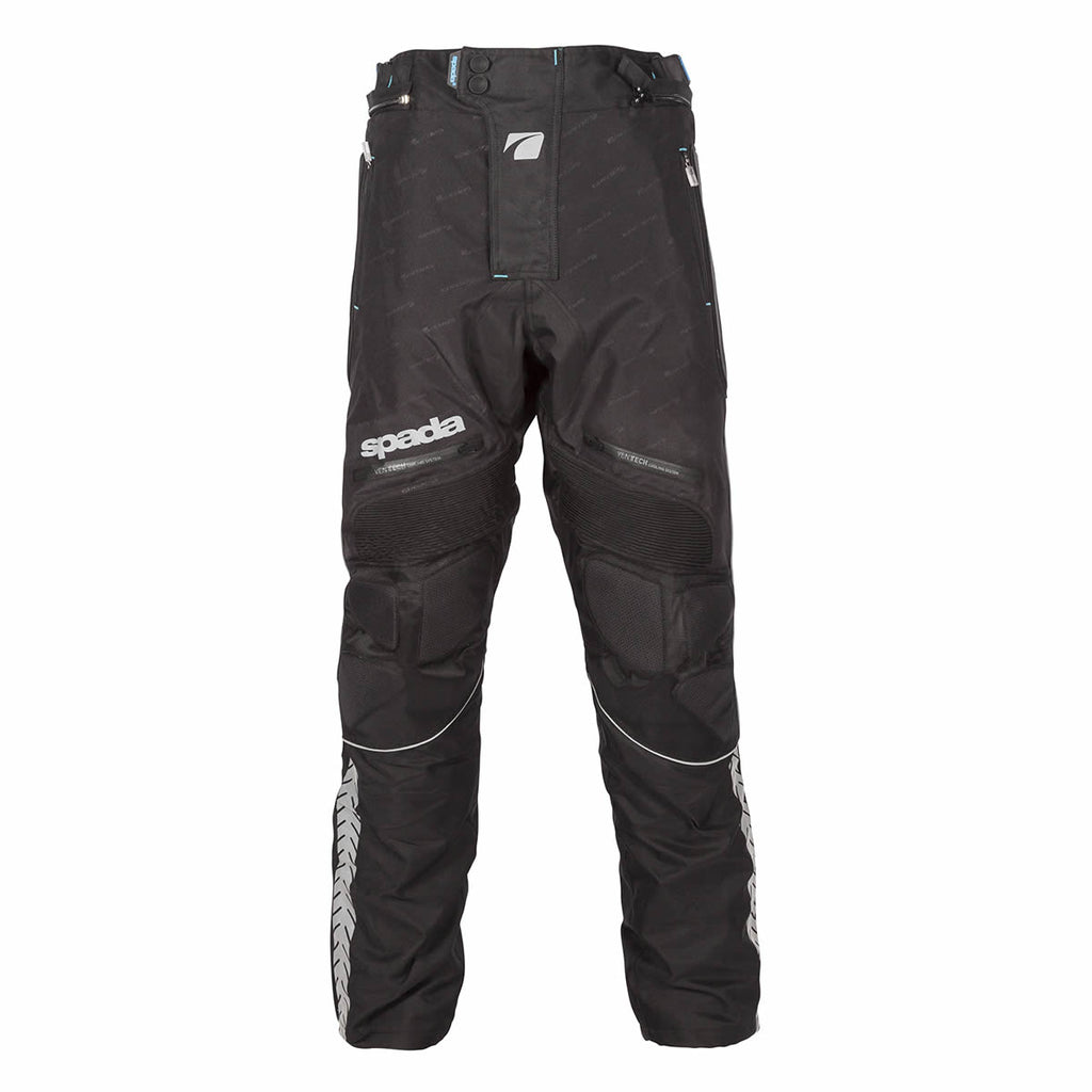 front of black short leg motorcycle trousers for women