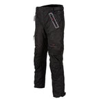 Black pants with zippers and pockets on a white background