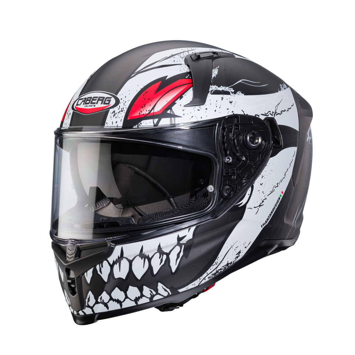 Caberg Avalon X Punk full face motorcycle helmet in matt grey black and red graphic
