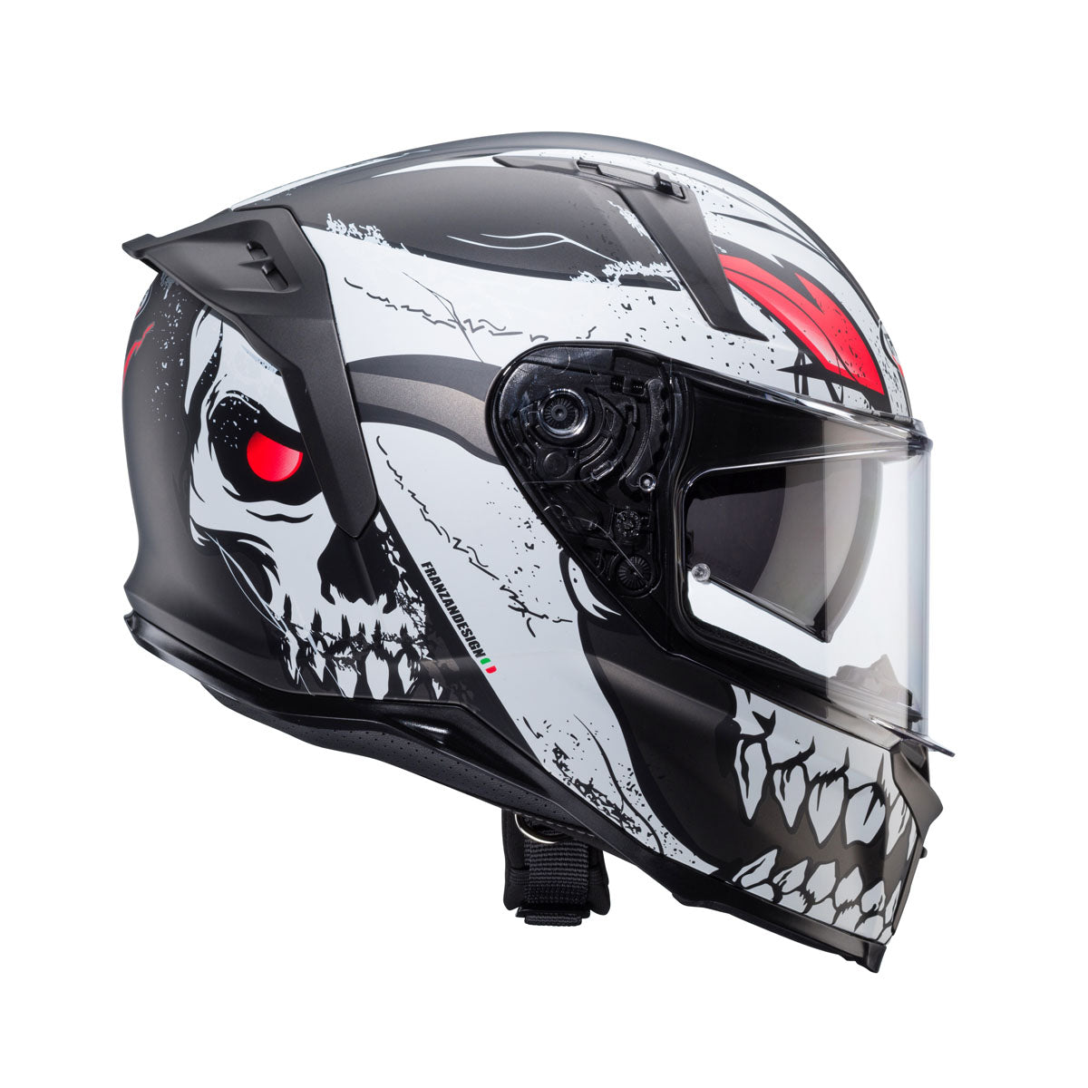 side view of Caberg Avalon X Punk showing rear extractors and integrated spoiler