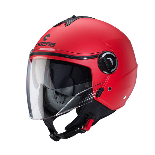 Caberg Riviera V4X open face motorcycle helmet in matt red with clear visor